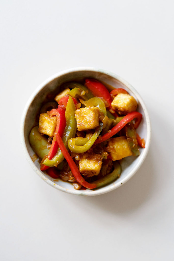 Chili-Tofu mit Paprika