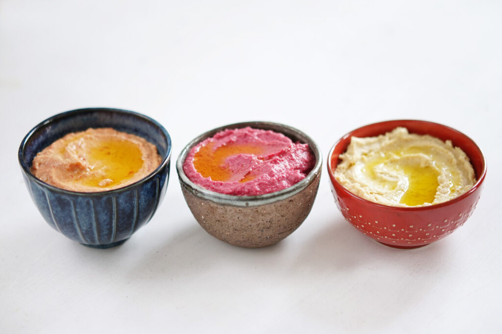 Hummus - Klassisch, mit gerösteter Paprika und Roter Bete