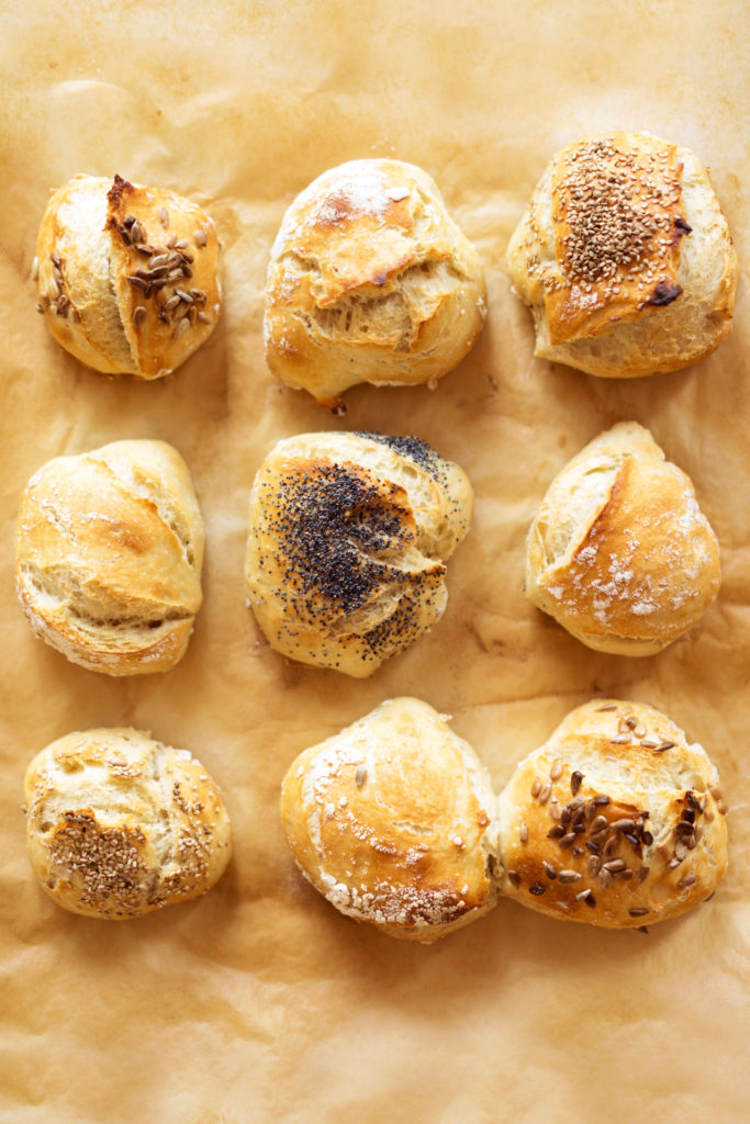 No knead Frühstücksbrötchen