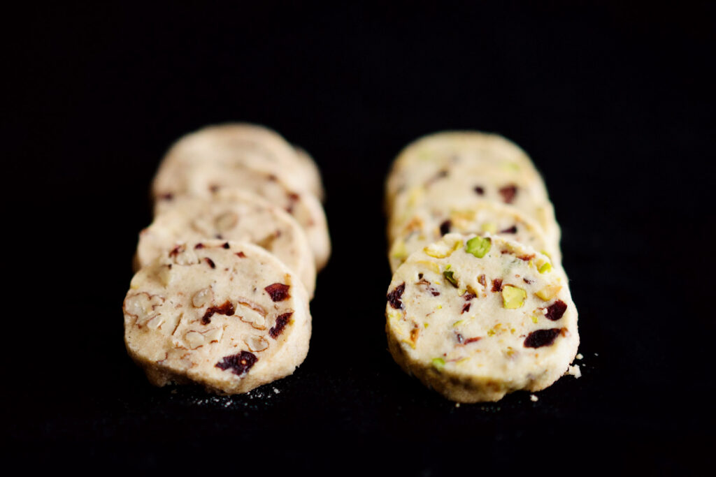 Sablés mit Pekannüssen & Cranberries sowie Pistazien & Zitrone